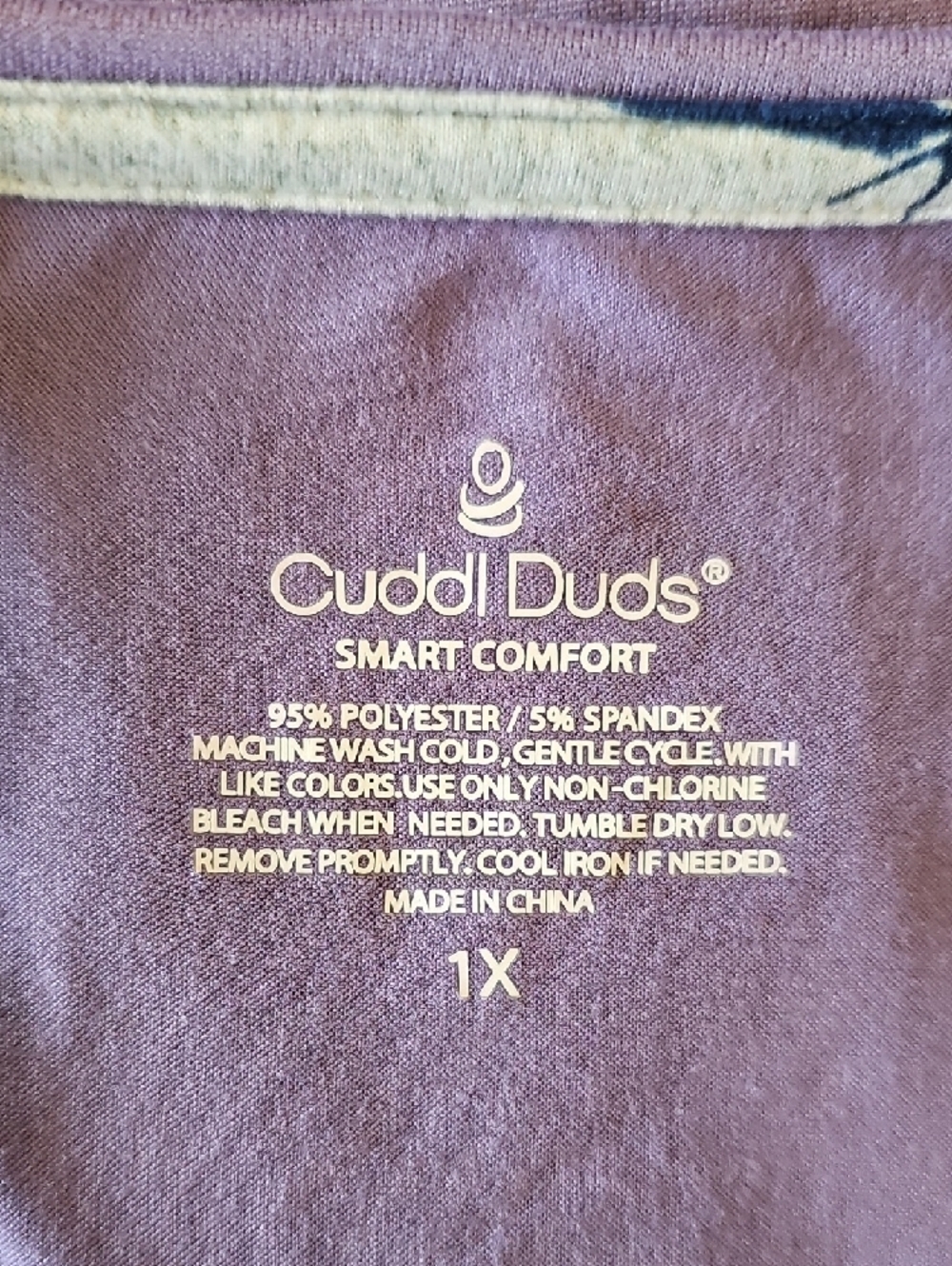 Cuddle Duds Smart Comfort Lavender Purple Tee Sz 1X - Picture 7 of 8